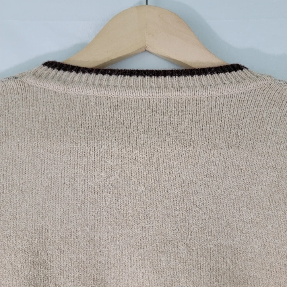 Y2K Women's Button-Up Cropped Cardigan Sz S/M Preppy Academia Coquette Neutral